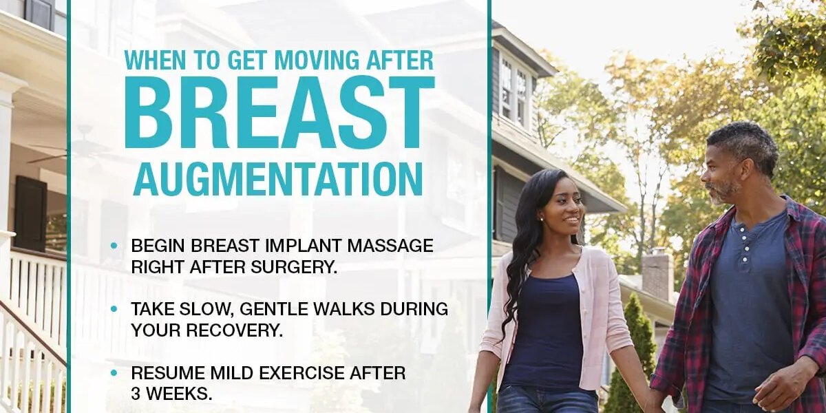 When to Get Moving After Breast Augmentation infographic
